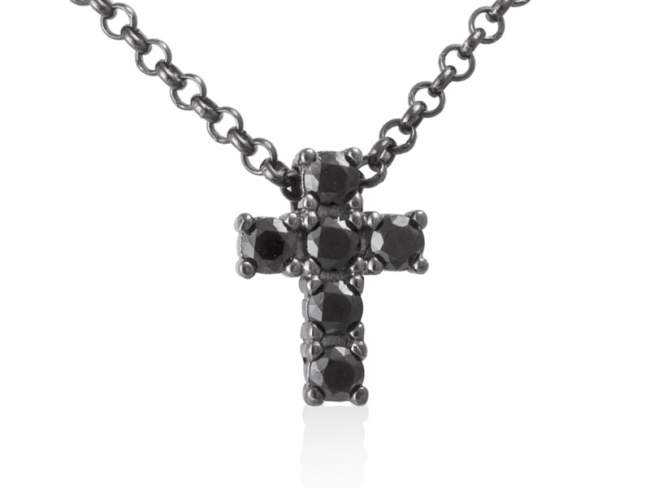 Pendant BAD Black in black Silver de Marina Garcia Joyas en plata Cross in ruthenium plated 925 sterling silver and cubic zirconia (Chain is not included)