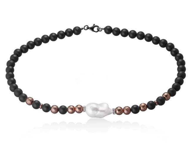 Necklace BALL in rose Silver de Marina Garcia Joyas en plata Necklace in 18kt rose gold plated 925 sterling silver, freshwater cultured pearl and cubic zirconia