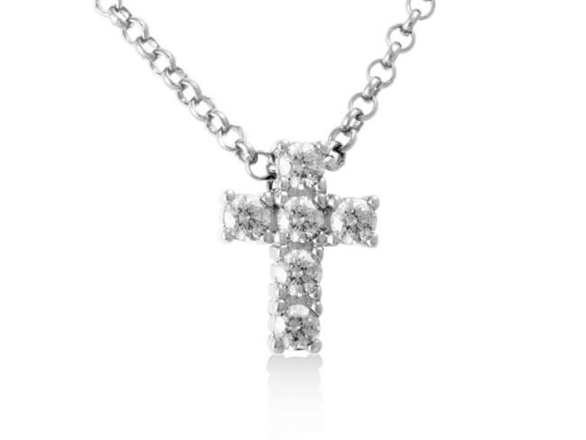 Pendant BAD White in silver de Marina Garcia Joyas en plata Cross in rhodium plated 925 sterling silver and cubic zirconia (Chain is not included)