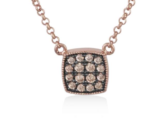 Necklace JOUR ANTIC Cognac in rose Silver de Marina Garcia Joyas en plata Necklace in 18kt rose gold plated 925 sterling silver and cubic zirconia