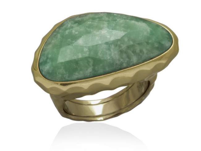 Ring FLAT Green in golden Silver de Marina Garcia Joyas en plata Ring in 18kt yellow gold plated 925 sterling silver and faceted amazonite.