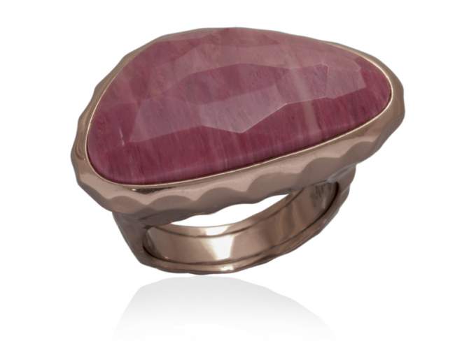 Ring FLAT Pink in rose Silver de Marina Garcia Joyas en plata Ring in 18kt rose gold plated 925 sterling silver and rhodochrosite.