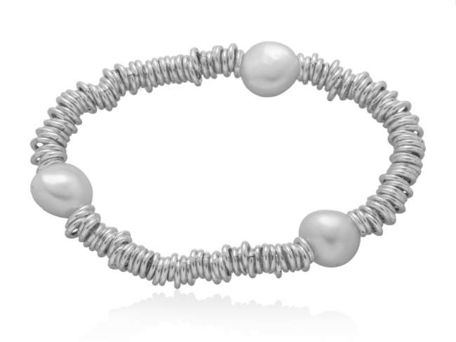 Bracelet PISA in silver de Marina Garcia Joyas en plata Bracelet in rhodium plated 925 sterling silver and freshwater cultured pearls.(wrist size: 17,5 cm.)