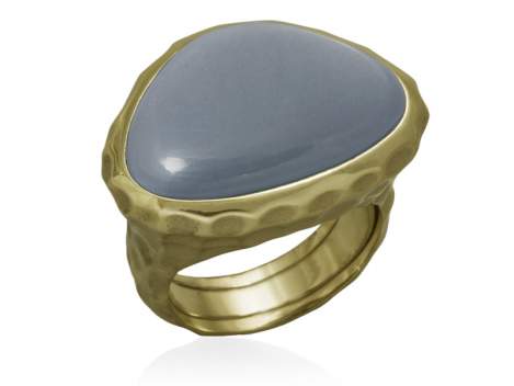 Ring FLAT MOON Grey in golden Silver