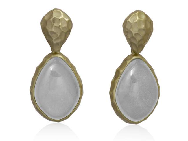 Earrings FLAT MOON White in golden Silver de Marina Garcia Joyas en plata Sterling silver gold plated and white moonstone.
