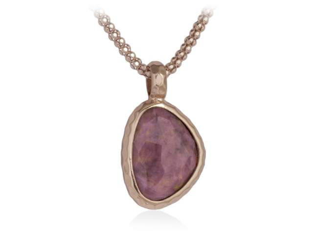 Pendant FLAT Pink in rose Silver de Marina Garcia Joyas en plata Pendant in 18kt rose gold plated 925 sterling silver and rhodonite.   (Chain is not included)
