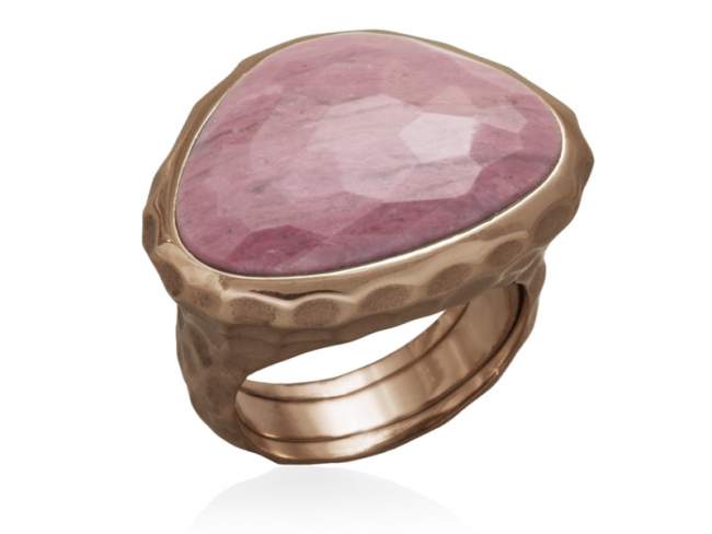 Ringe FLAT Rosa in silber rose vergoldet de Marina Garcia Joyas en plata Ring in Silber (925) vergoldet in 18 Karat  Rosegold und Rhodochrosite