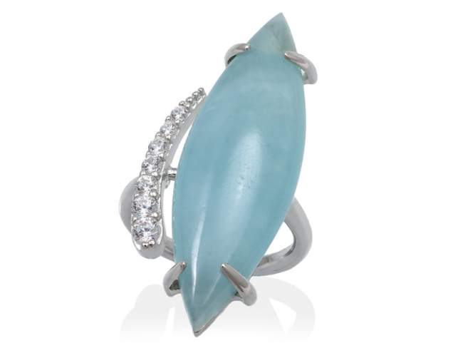 Earrings PISA aquamarine in silver de Marina Garcia Joyas en plata Ring in rhodium plated 925 sterling silver, white cubic zirconia and faceted aquamarine.  de Marina Garcia Joyas en plata Ring in rhodium plated 925 sterling silver, white cubic zirconia and faceted aquamarine.