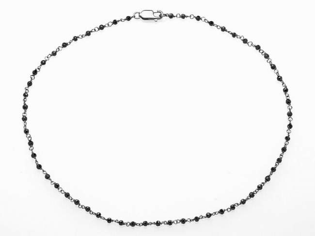  K803NN45 de Marina Garcia Joyas en plata Rosary in ruthenium plated 925 sterling silver and faceted black spinels. (length: 42+3 cm.)