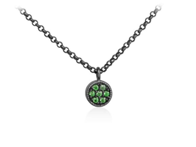 Necklace TWO Green in black Silver de Marina Garcia Joyas en plata Necklace in ruthenium plated 925 sterling silver and synthetic green spinel.  (length: 40+5 cm.)
