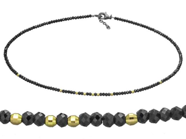  K833TD45 de Marina Garcia Joyas en plata Necklace in 18kt yellow gold plated 925 sterling silver with faceted black spinels and . (length: 42+3 cm.)