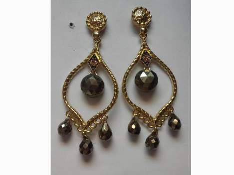Earrings KLARA Grey in golden silver