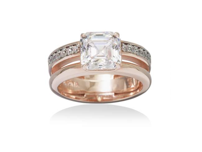 Ring WINDSOR White in rose silver de Marina Garcia Joyas en plata Ring in 18kt rose gold plated 925 sterling silver with white cubic zirconia.  