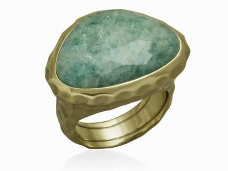 Ring FLAT Green in golden Silver