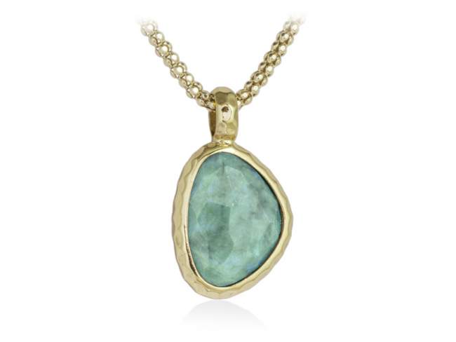 Pendant FLAT Blue in golden Silver de Marina Garcia Joyas en plata Pendant in 18kt yellow gold plated 925 sterling silver and amazonite.   (Chain is not included)