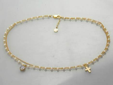 Gargantilla FIRST Perla en plata dorada