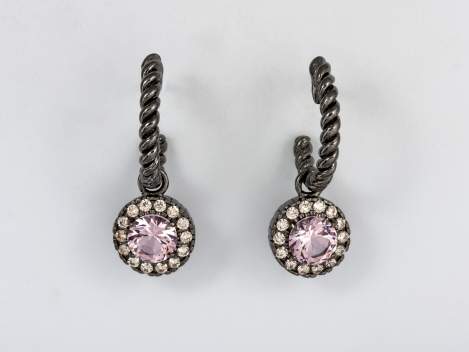 Earrings MAUI Pink in black silver