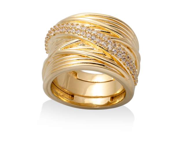 Ring FILLS White in golden silver de Marina Garcia Joyas en plata Ring in 18kt yellow gold plated 925 sterling silver and white cubic zirconia.  