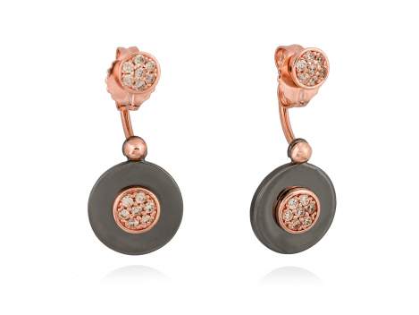 Earrings LEO Cognac in rose silver