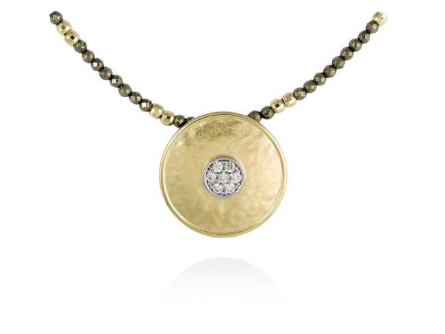 Necklace SIDNEY White in golden silver de Marina Garcia Joyas en plata Necklace in 18kt yellow gold plated 925 sterling silver and white cubic zirconia with faceted pyrite. (length: 42+3 cm.)
