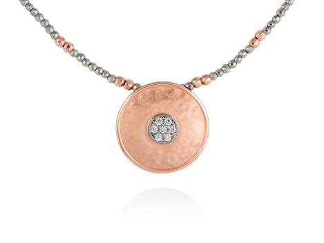 Necklace SIDNEY White in rose silver