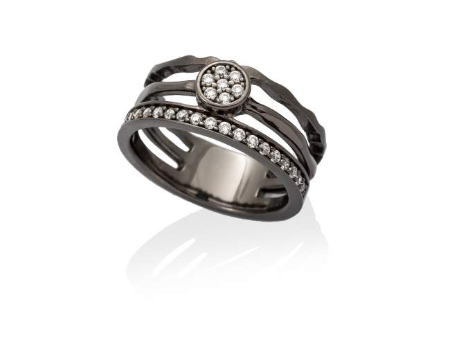 Ring SIDNEY White in black silver de Marina Garcia Joyas en plata Ring in ruthenium plated 925 sterling silver with white cubic zirconia.  