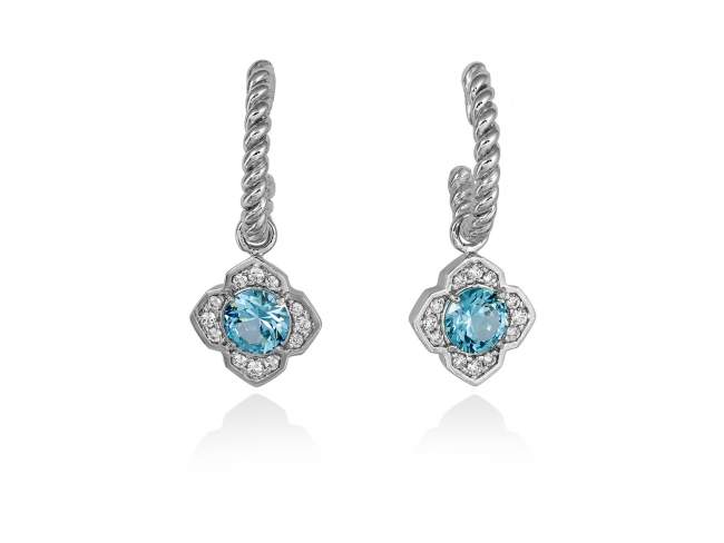 Earrings MAUI Blue in silver de Marina Garcia Joyas en plata Earrings in rhodium plated 925 sterling silver with white cubic zirconia and synthetic stone in aquamarine color. (length: 3 cm.)