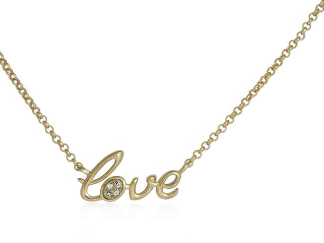 Necklace LOVE in golden Silver de Marina Garcia Joyas en plata Necklace in 18kt yellow gold plated 925 sterling silver and white cubic zirconia. (length: 40+5 cm.)