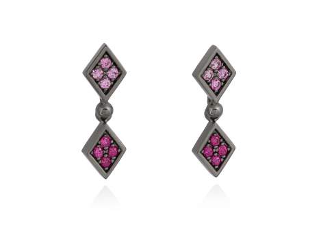 Earrings IRIS Pink in black silver