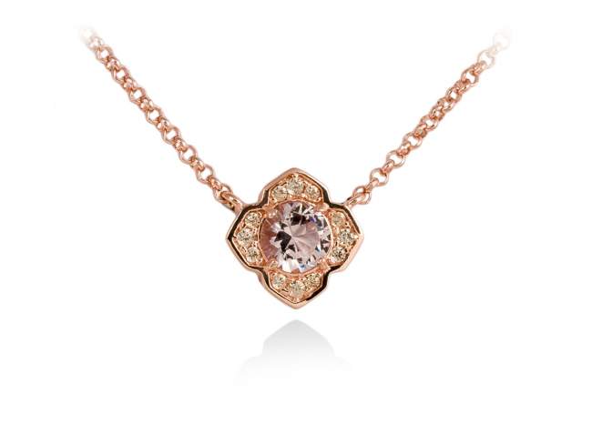 Necklace MAUI Cognac in rose silver de Marina Garcia Joyas en plata Necklace in 18kt rose gold plated 925 sterling silver with cognac cubic zirconia and synthetic stone in 