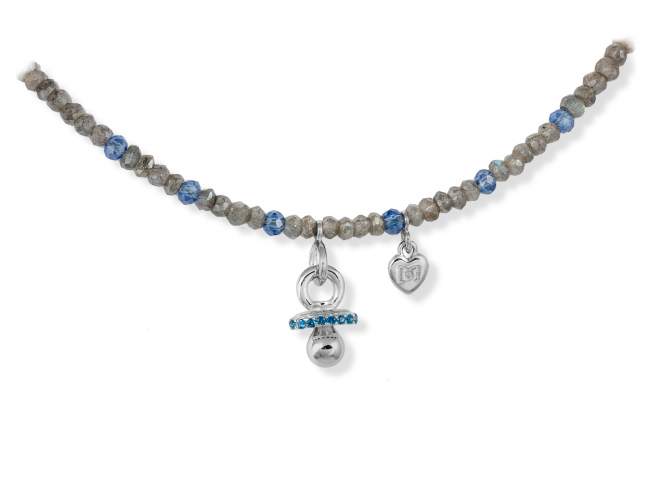 Halskette BABY  in silber de Marina Garcia Joyas en plata Halskette in Silber (925) rhodiniert mit Synthetischen Spinell blau und Facettierten Labradorit. (Länge: 40 cm)
