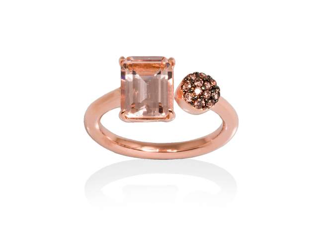 Ring PARADISE Cognac in rose silver de Marina Garcia Joyas en plata Ring in 18kt rose gold plated 925 sterling silver, brown cubic zirconia and synthetic stone in 