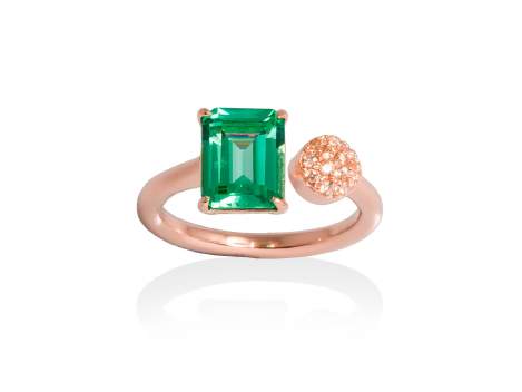 Ring PARADISE Green in rose silver