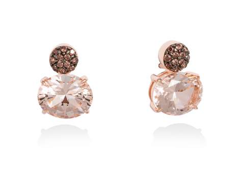 Earrings PARADISE Cognac in rose silver