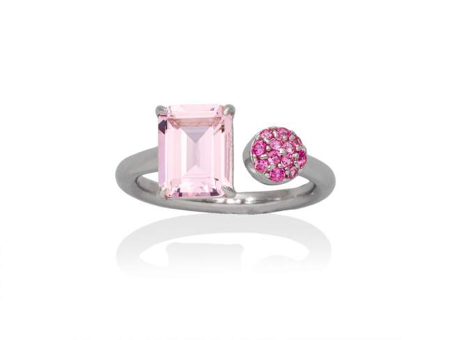 Ring PARADISE Pink in silver de Marina Garcia Joyas en plata Ring in rhodium plated 925 sterling silver, synthetic pink sapphire and synthetic stone water pink.  