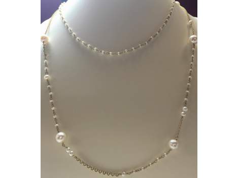 Necklace VICTORIA Pearl in golden silver