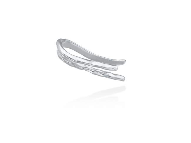 Pendiente clip Flow doble  en plata de Marina Garcia Joyas en plata Pendiente clip plata de primera ley (925) con baño de rodio. (tamaño: 26 x 7 mm)