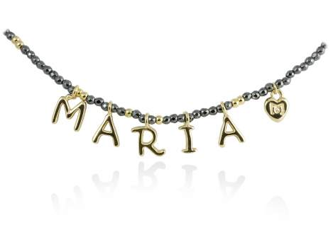Necklace NAME Grey in golden silver