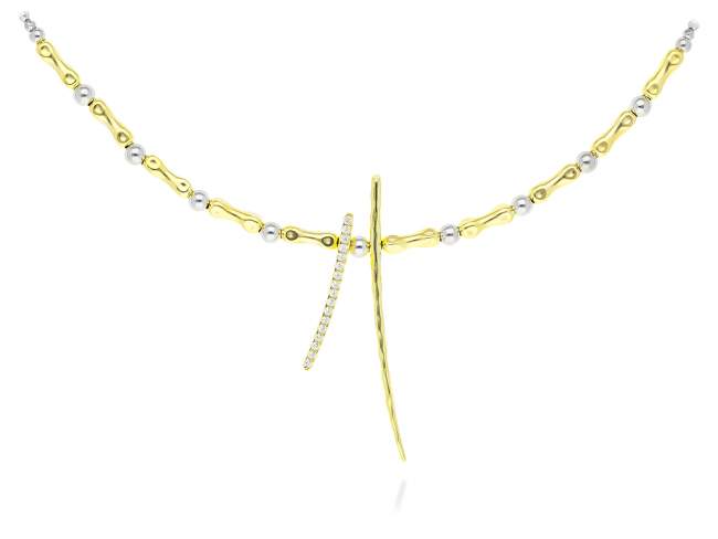 Halskette Flow  in silber vergoldet de Marina Garcia Joyas en plata Halskette in Silber (925) vergoldet in 18 Karat Gelbgold und Zirkonia weiß. (Länge der Halskette: 40+3 cm. Tamaño del colgante: 5 cm.)