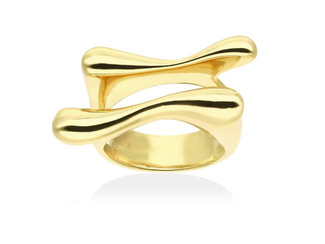 Ring Flow doble  in golden silver de Marina Garcia Joyas en plata Ring in 18kt yellow gold plated 925 sterling silver.  