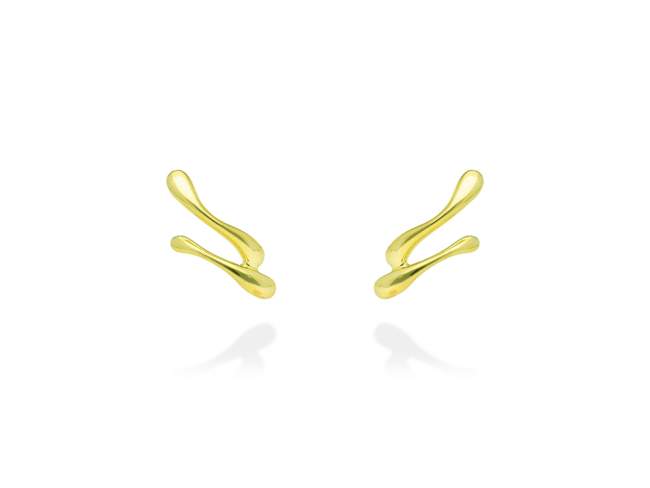 Climber Earring Flow doble  in golden silver de Marina Garcia Joyas en plata Climber Earrings in 18kt yellow gold plated 925 sterling silver. (size:28 x 14 mm.)