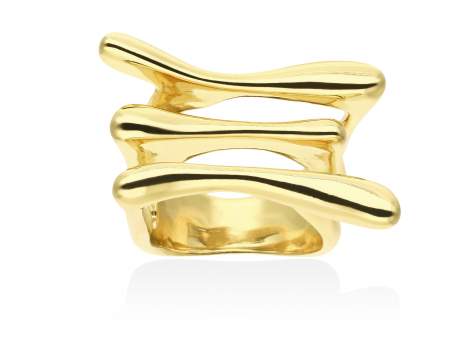 Ring Flow triple  in golden silver