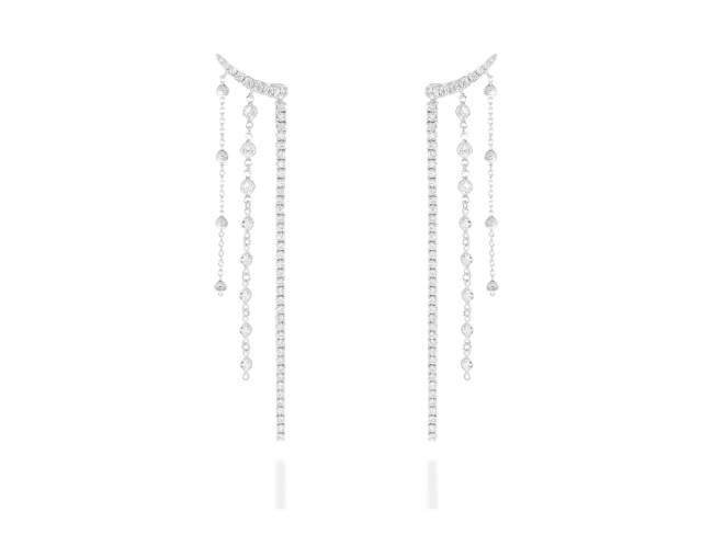 Climber Earring RIVIERE  in silver de Marina Garcia Joyas en plata Climber Earrings in rhodium plated 925 sterling silver with white cubic zirconia. (size: 8 x 1,8 cm.)