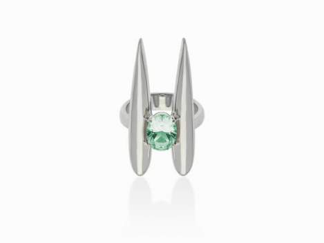 Ring Galaxy doble green in silver