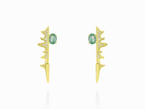 Earrings Galaxy piedras green in golden silver