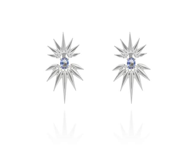Earrings Galaxy doble blue in silver de Marina Garcia Joyas en plata Earrings in rhodium plated 925 sterling silver with synthetic stone in 