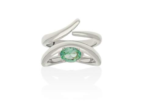 Ring Galaxy curvo green in silver