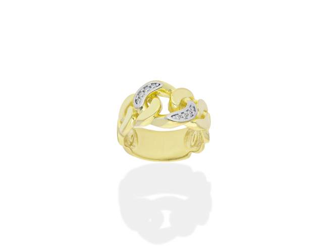 Ring Link  in golden silver de Marina Garcia Joyas en plata Ring in 18kt yellow gold plated 925 sterling silver and white cubic zirconia.  