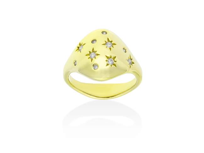 Ring Chiquita  in golden silver de Marina Garcia Joyas en plata Ring in 18kt yellow gold plated 925 sterling silver with white cubic zirconia.  