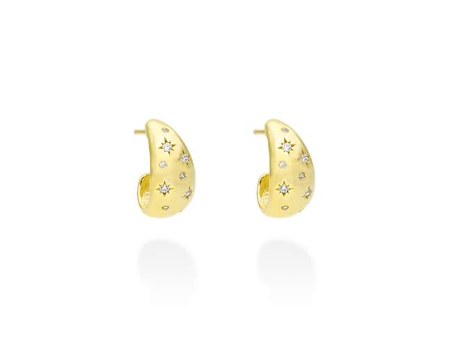 Earrings Chiquita  in golden silver de Marina Garcia Joyas en plata Earrings in 18kt yellow gold plated 925 sterling silver with white cubic zirconia.  (size: 20 x 10 mm.)